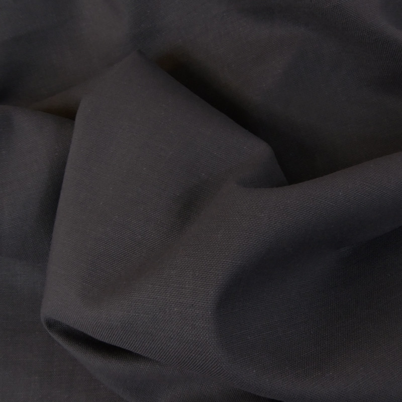 Tissu coton cretonne enduit nacré - gris anthracite - Ma Petite