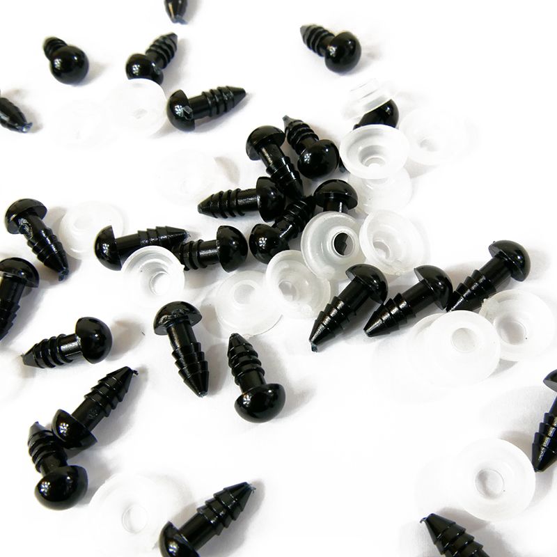 Yeux de sécurité plastique rond 5 mm - Coloris noir (la paire