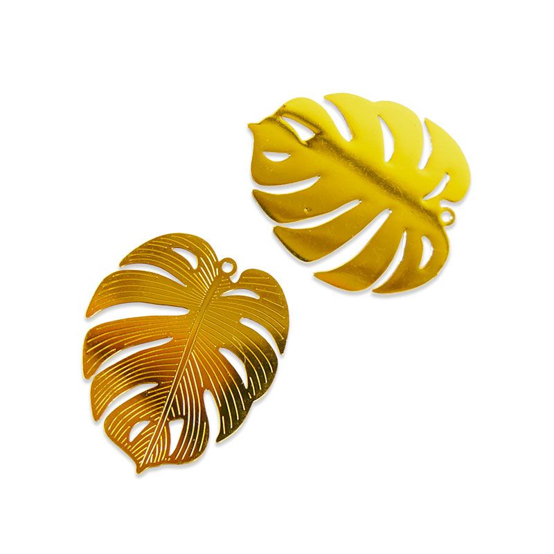 Pendentif feuille tropicale 30 x 25 mm doré x1 - Atelier de la Création -  bijoux perlerie