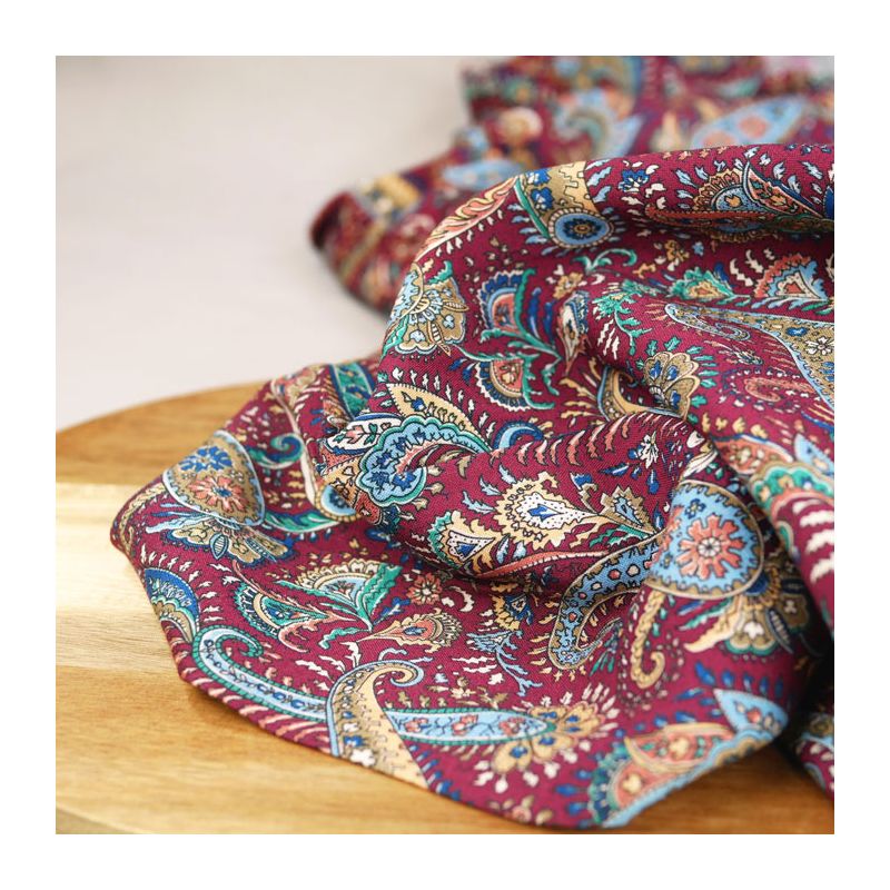 Tissu coton Paisley bandana - rouge x 10cm