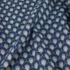 Tissu coton broderie écrue haute couture - bleu denim x 10 cm