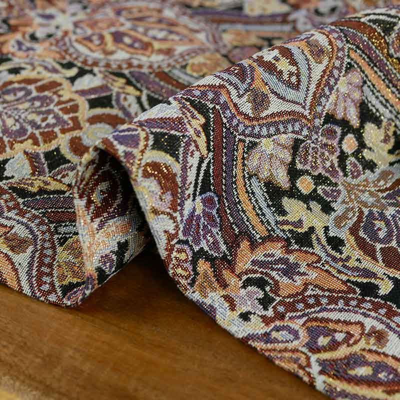Tissu jacquard tapisserie vignes haute couture - beige