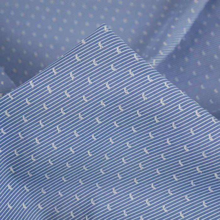 Tissu plumetis coton rayures haute couture - bleu