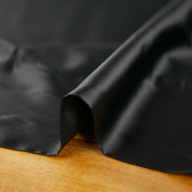 Tissu Coton Satiné extensible Noir - Par 10 cm