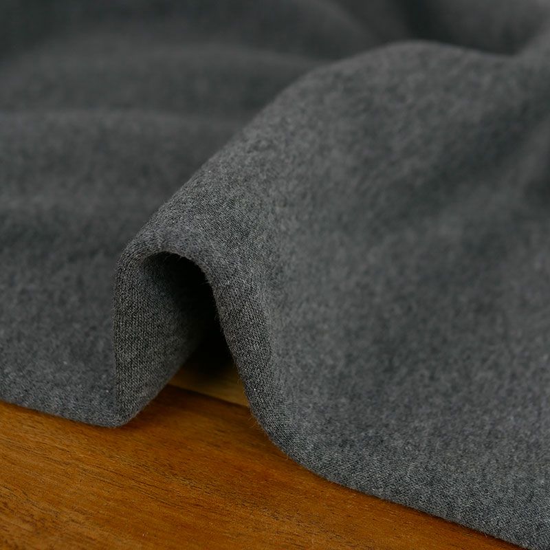 MOLLETON Gratte tiguli gris chiné /noir au mètre - Vente de tissu