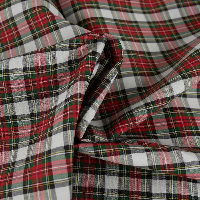 Tissu voile coton tartan haute couture - rouge x 10 cm