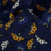 Tissu viscose fleurs africaines - bleu marine x 10 cm