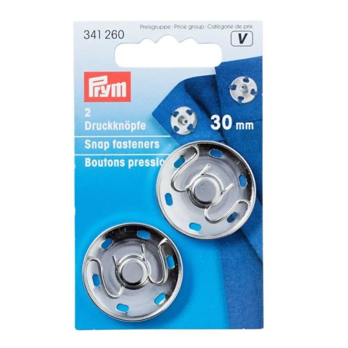 Boutons pression métal 30 mm Prym argent