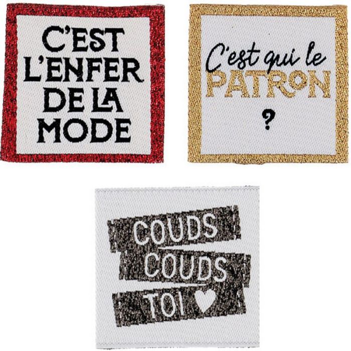 Etiquettes vêtement à coudre paillettes Bohin - Mode x 6