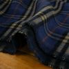 Tissu lainage cachemire tartan haute couture - bleu marine x 10 cm