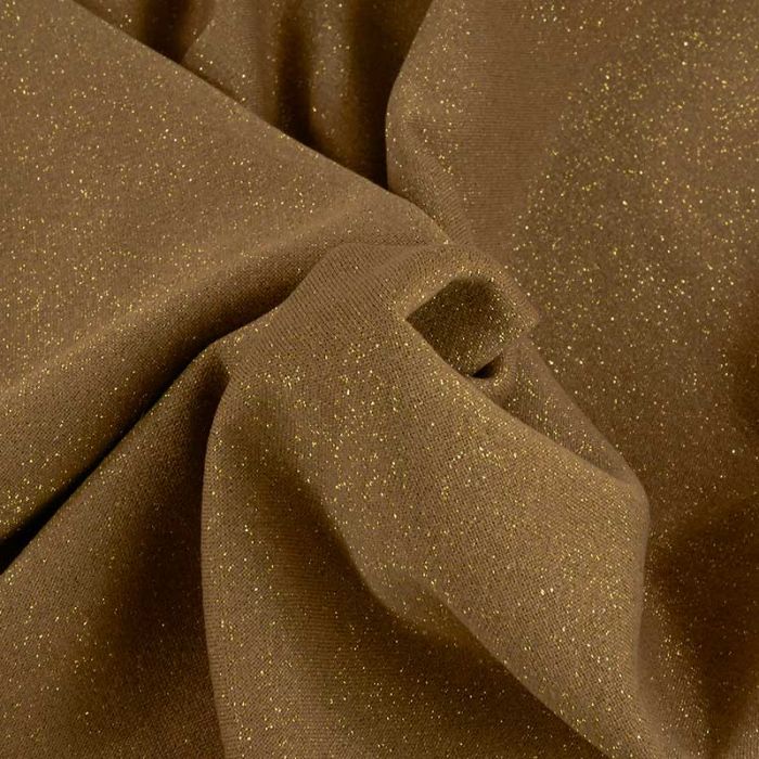 Tissu jersey sweat léger paillettes haute couture - camel x 10 cm