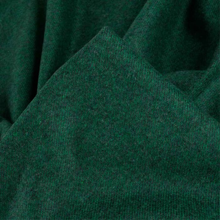 Tissu sergé de laine chiné haute couture - vert x 10 cm