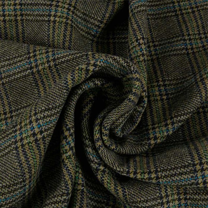 Tissu lainage fin tartan haute couture - gris clair x 10 cm