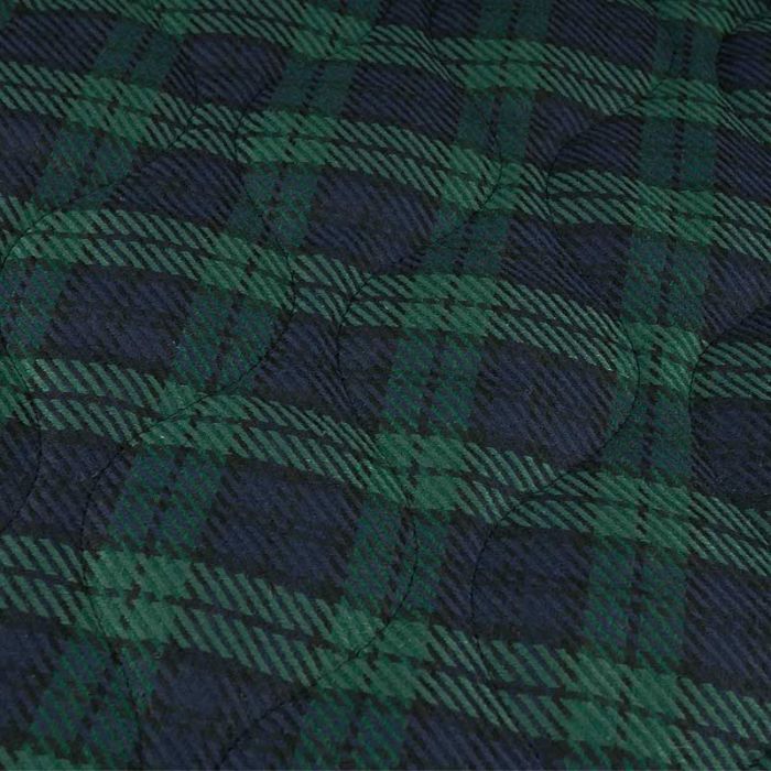 Tissu matelassé doudoune réversible tartan - bleu marine x 10 cm