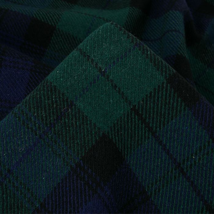 Tissu lainage tartan haute couture vert - bleu marine x 10 cm