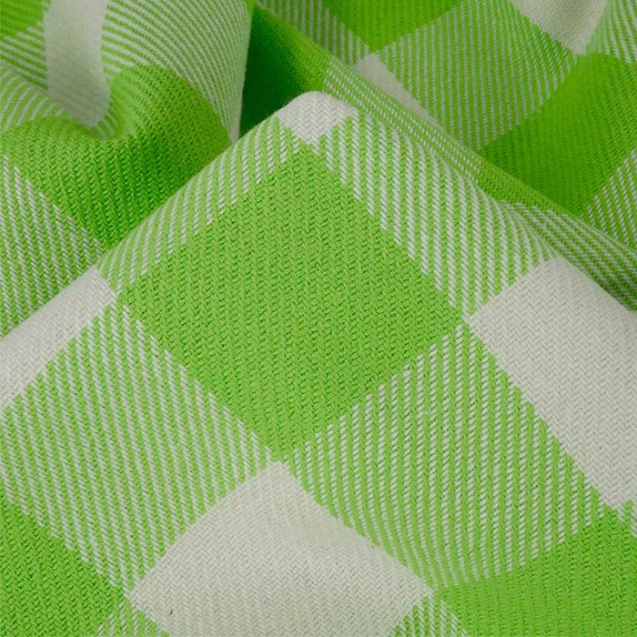 Tissu lainage coton carreaux haute couture - vert pomme x 10 cm