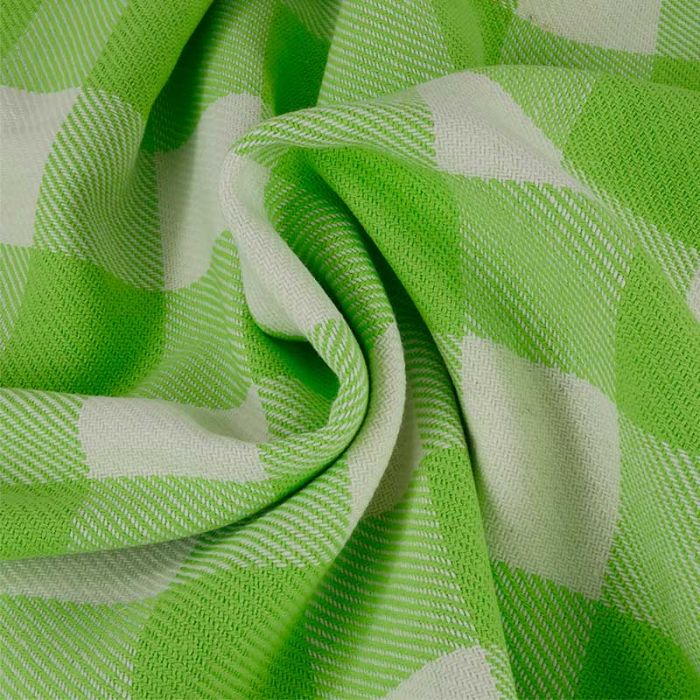 Tissu lainage coton carreaux haute couture - vert pomme x 10 cm