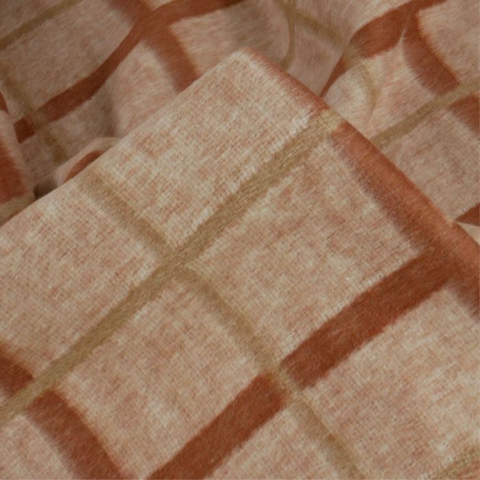 Tissu lainage coton carreaux haute couture - terracotta x 10 cm