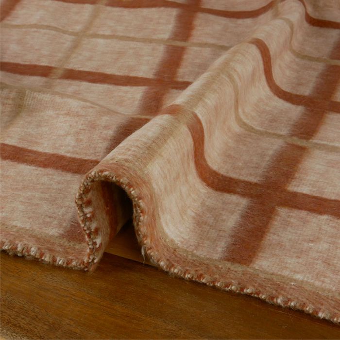 Tissu lainage coton carreaux haute couture - terracotta x 10 cm