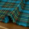 Tissu lainage coton tartan haute couture - bleu x 10 cm