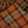 Tissu lainage coton tartan haute couture - orange x 10 cm