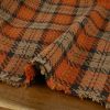 Tissu lainage coton tartan haute couture - orange x 10 cm