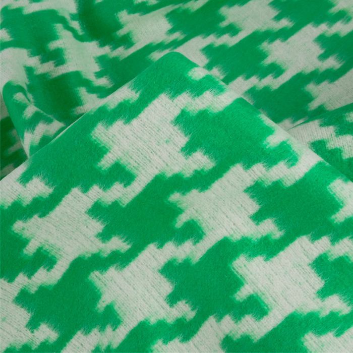 Tissu lainage coton pied de poule haute couture - vert x 10 cm