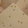 Tissu double gaze coeurs beige - nude x 10 cm