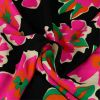 Tissu twill viscose fleurs abstraites fuchsia - noir x 10 cm