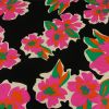 Tissu twill viscose fleurs abstraites fuchsia - noir x 10 cm