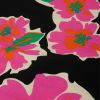 Tissu twill viscose fleurs abstraites fuchsia - noir x 10 cm