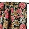 Tissu twill viscose stretch fleurs anciennes - noir x 10 cm