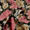 Tissu twill viscose stretch fleurs anciennes - noir x 10 cm