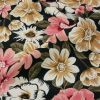 Tissu twill viscose stretch fleurs anciennes - noir x 10 cm