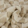 Tissu fausse fourrure bouclettes damiers - beige