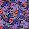 Tissu jersey fin fleurs violettes - bleu marine x 10 cm