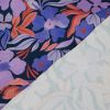 Tissu jersey fin fleurs violettes - bleu marine x 10 cm