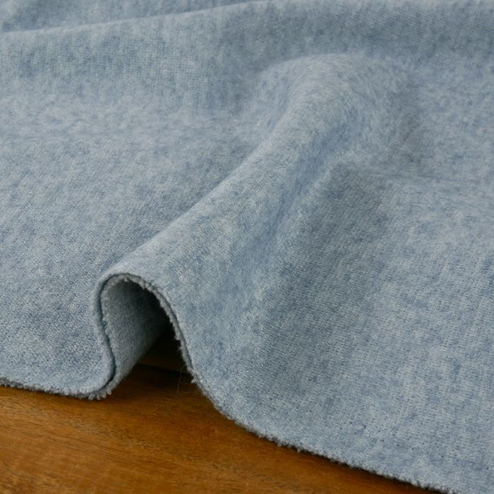 Tissu jersey maille chiné - bleu de gris x 10 cm