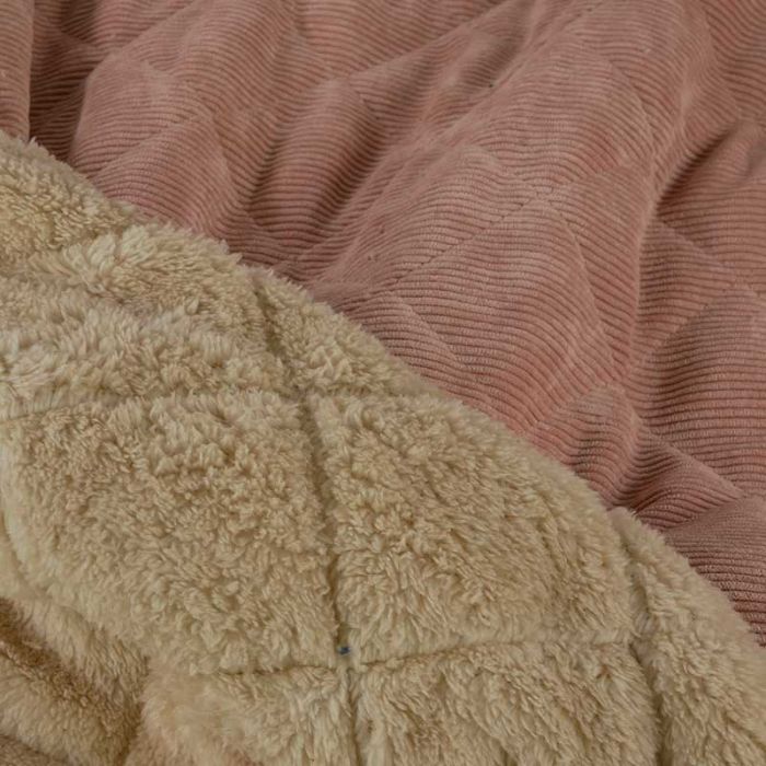 Tissu matelassé velours fausse fourrure - vieux rose x 10 cm