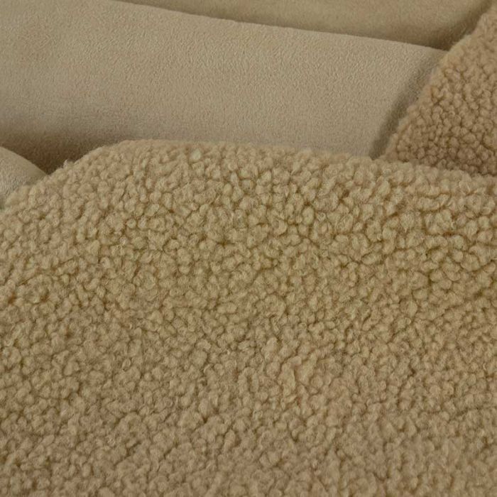 Tissu suédine envers bouclettes Teddy - beige x 10 cm