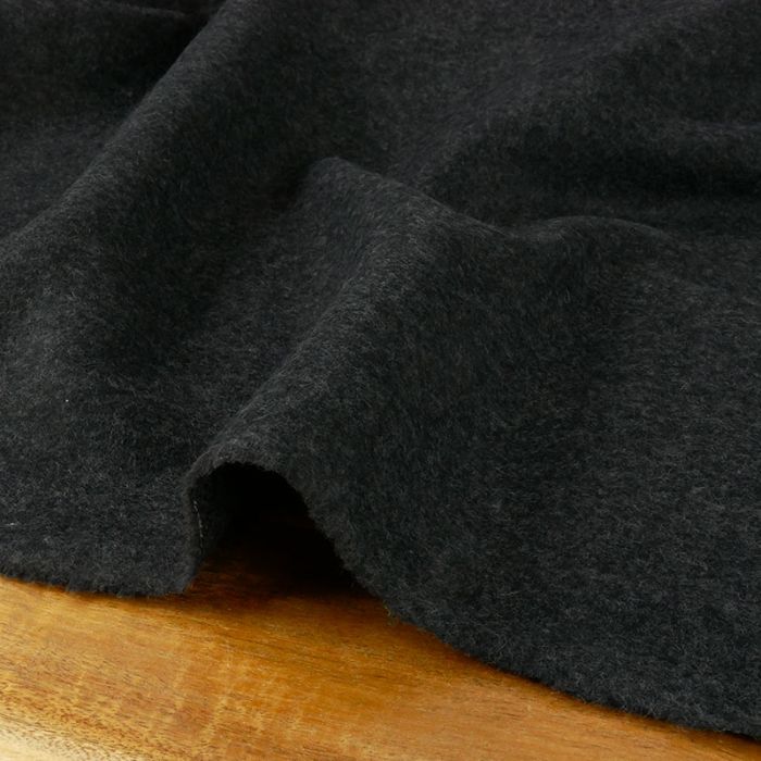 Tissu drap de laine chiné haute couture - gris anthracite x 10 cm