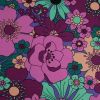 Tissu jersey fin Blomster violet - Nerida Hansen x 10 cm