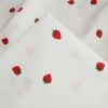 Tissu popeline coton motifs fraises - blanc x 10cm