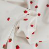 Tissu popeline coton motifs fraises - blanc x 10cm