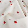 Tissu popeline coton motifs fraises - blanc x 10cm