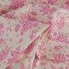 Tissu demi-natté toile de Jouy - rose x 10 cm