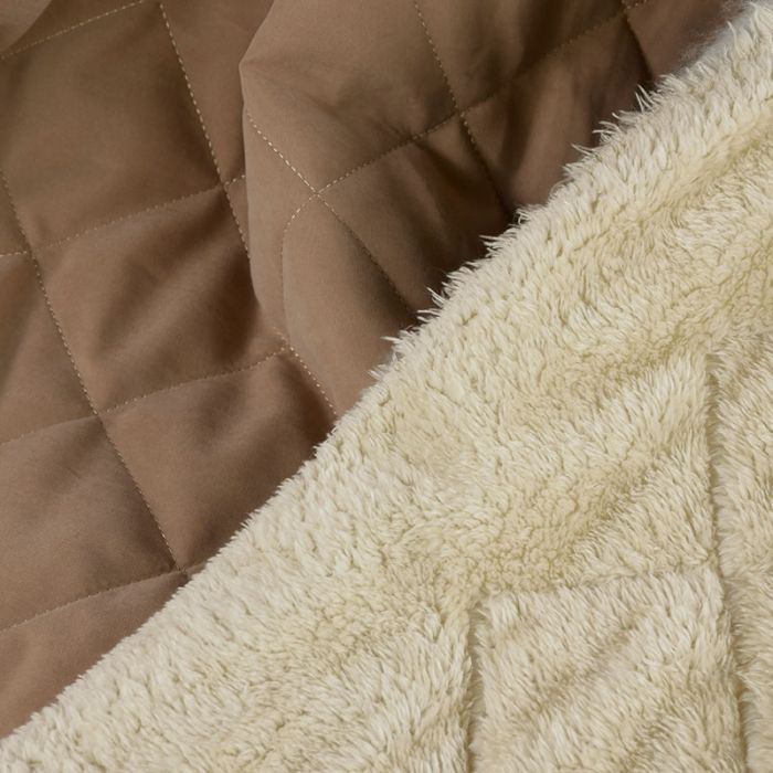 Tissu matelassé envers fausse fourrure - beige x 10 cm