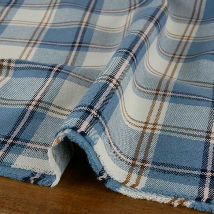 Tissu tartan coton haute couture - bleu x 10 cm