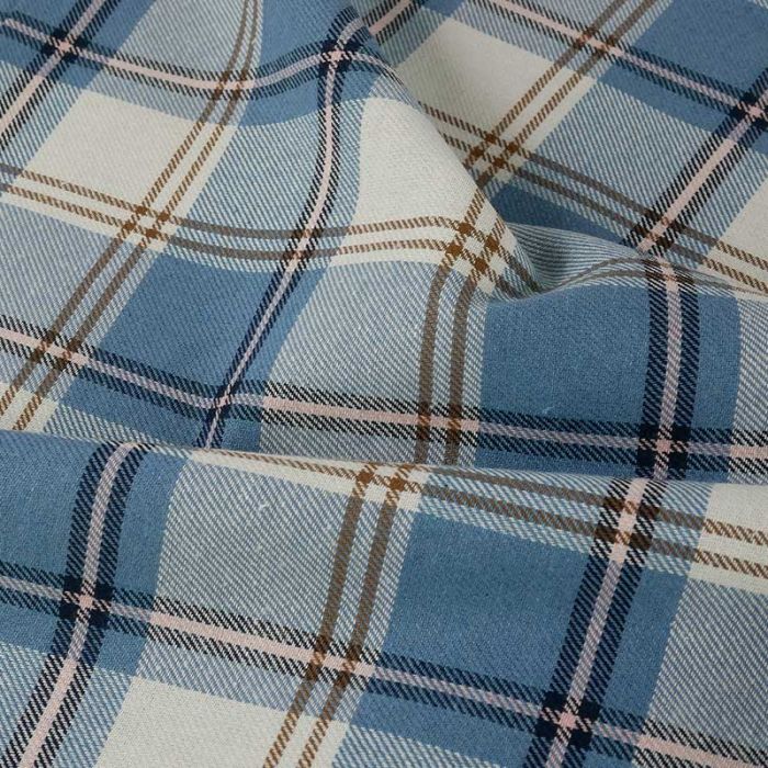 Tissu tartan coton haute couture - bleu x 10 cm