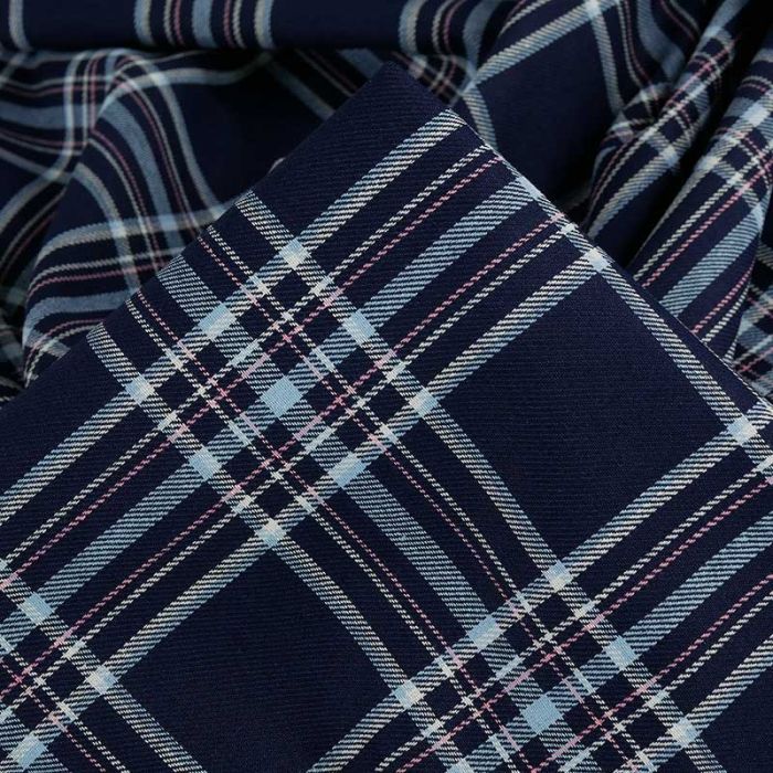 Tissu tartan coton haute couture - bleu marine x 10 cm